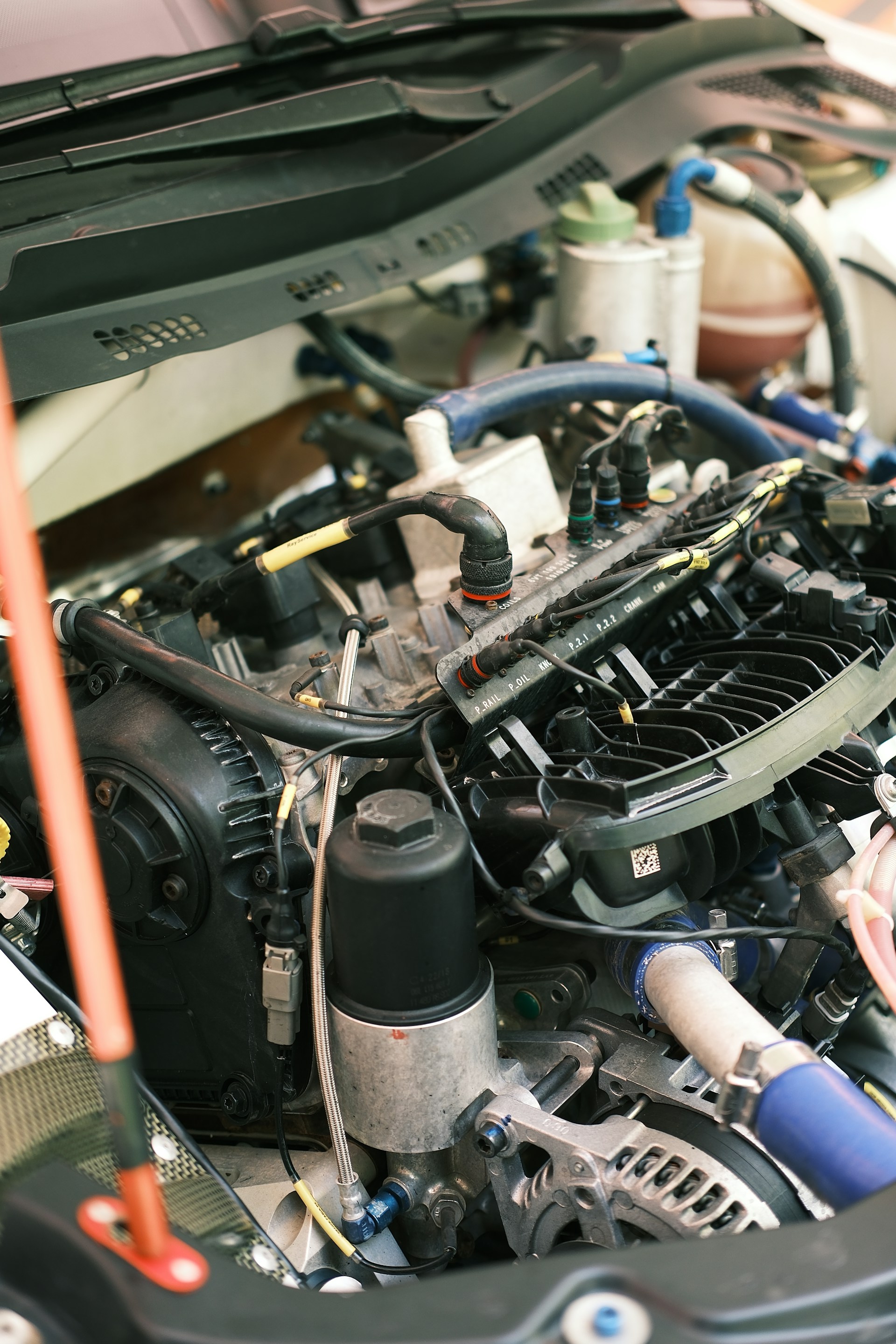Open engine compartment ready for service